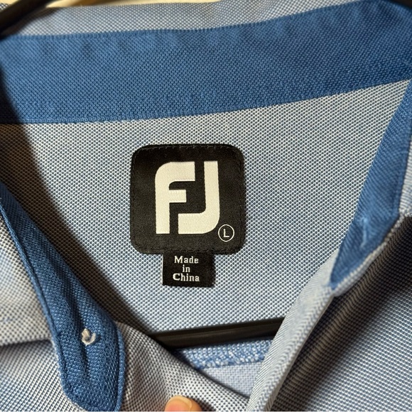 FootJoy Blue and White Striped Polo Shirt - Picture 3 of 4